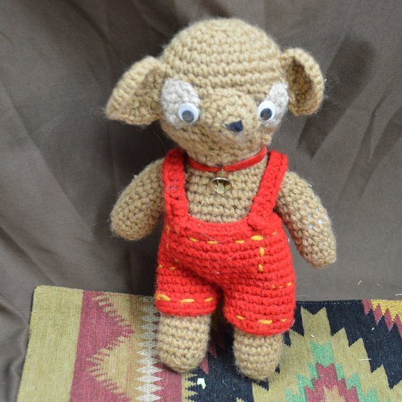 None Other - Unique hug me Billy Mouse Vintage Handmade  Mouse Crochet Dolls 12 inches tall